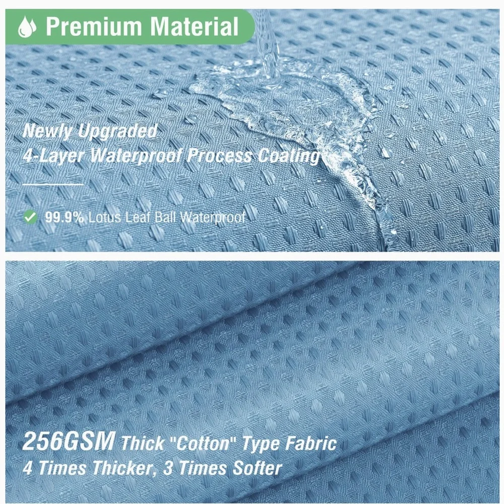 Dynamene Blue Fabric Shower Curtain Waffle Weave Textured Heavy Duty & Hooks NWT